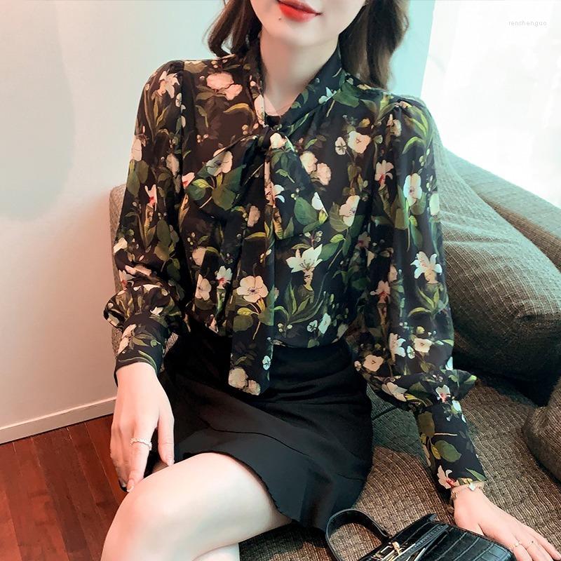 

Women' Blouses Chic Ladies Shirts Fashion Floral Printing Women 2023 Spring Autumn Causal Long Sleeve Mujer Blusas, Multi