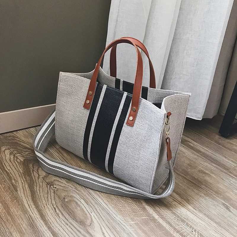 

Totes Bags Large Capacity Canvas Striped Women Tote Bag Commuter Shoulder Crossbody for Fashion Business Briefcase Handbag 221103, Blue