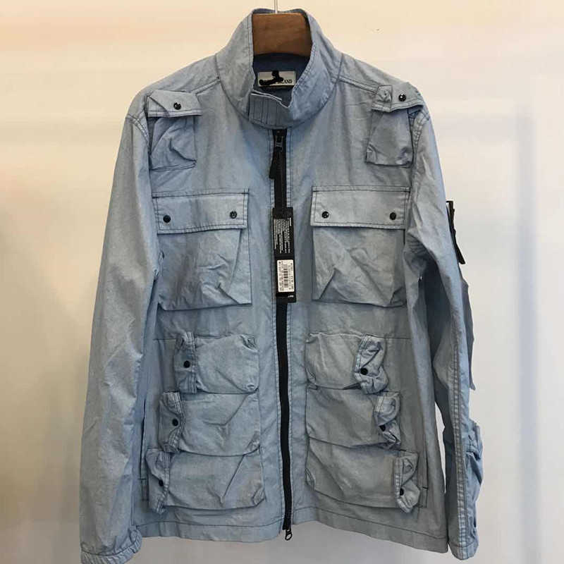 

Down Collars Windbreaker stone Compass Badge tracksuit Sleeve Patched Hoodie Women Men Pocket Coat Streetwear Turn 2021 Jackets STONE1