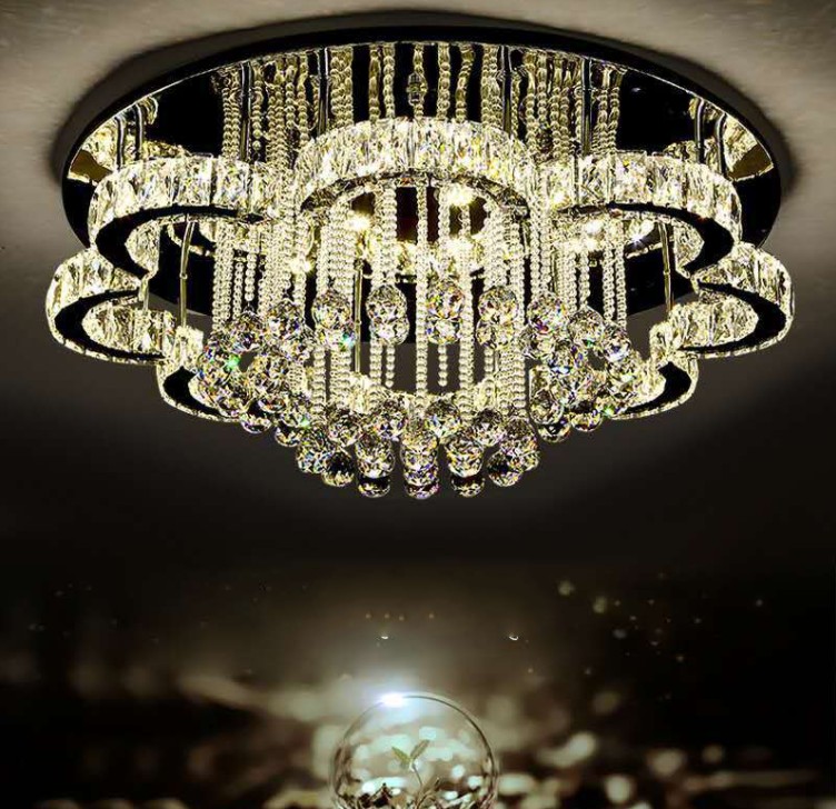 

Pendant Lamps Chandeliers Luxury Modern Lustre K9 Crystal Led Ceiling Chandelier Flower Chrome Steel Dimmable Chandelier Lighting Luminarie