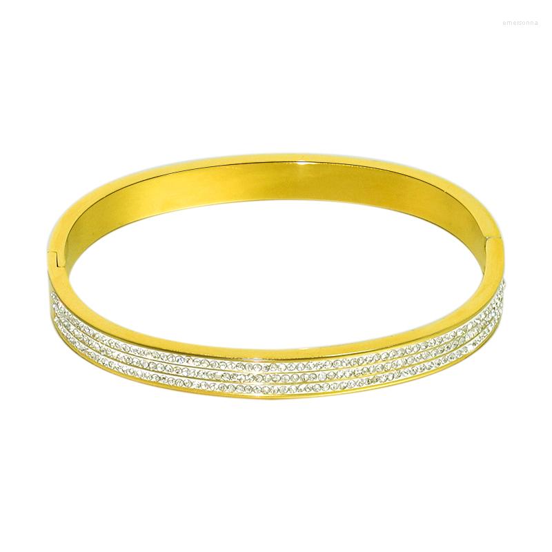 

Bangle Bracelet For Women High Quality Men Jewelry CZ Tube Gold Color Fashion Charm Punk Natural Stones