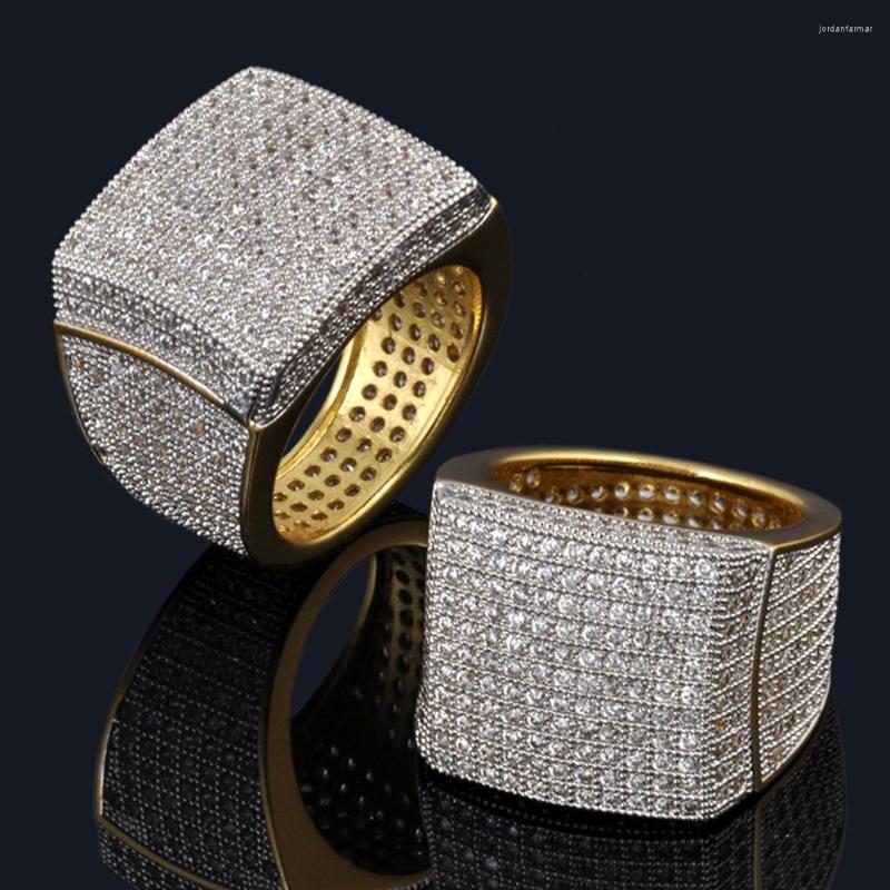 

Cluster Rings VANAXIN High Quality Hip Hop Iced Out For Men 925 Gold Plated Zirconia With Stone Crystal Punk StyleJewelry