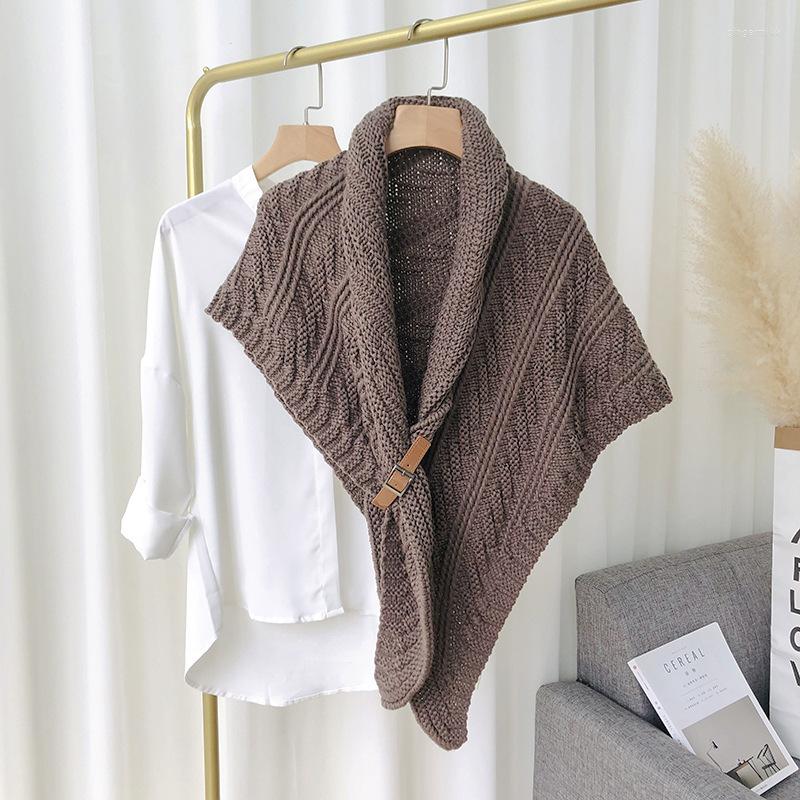 

Scarves Ly Multifunctional Triangle Shawl For Ladies Knitted Shoulder Wrap With PU Strap Buckle Any Season Wedding Party