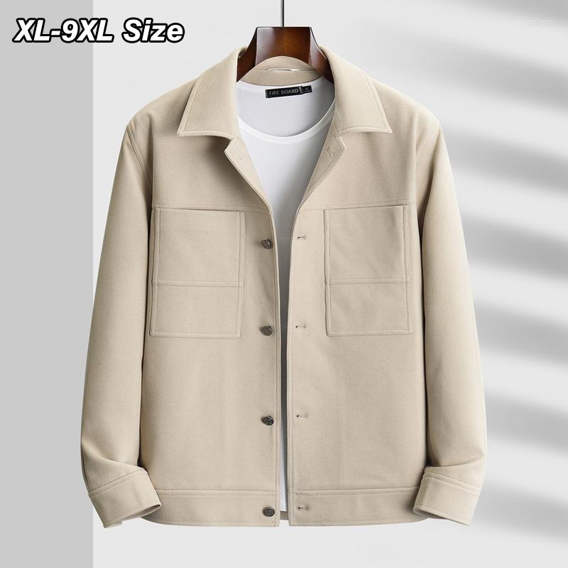 

Men's Jackets Plus Size Men's Cropped Casual Lapel Jacket Autumn Business Loose Beige Black Male Brand Clothes 5XL 6XL 7XL 8XL 9XL