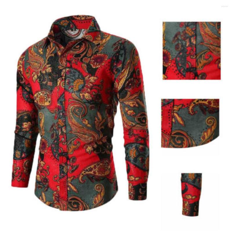 

Men's Casual Shirts 2022 Brand Men Luxury Floral Button Slim Fit Autumn Long Sleeve Printed Tops