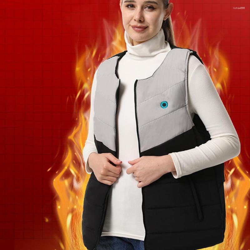

Men' Vests USB Heating Vest Lightweight Winter Fishing Waistcoat Men Women 4 Heated Zones Practical Color Block, Grey