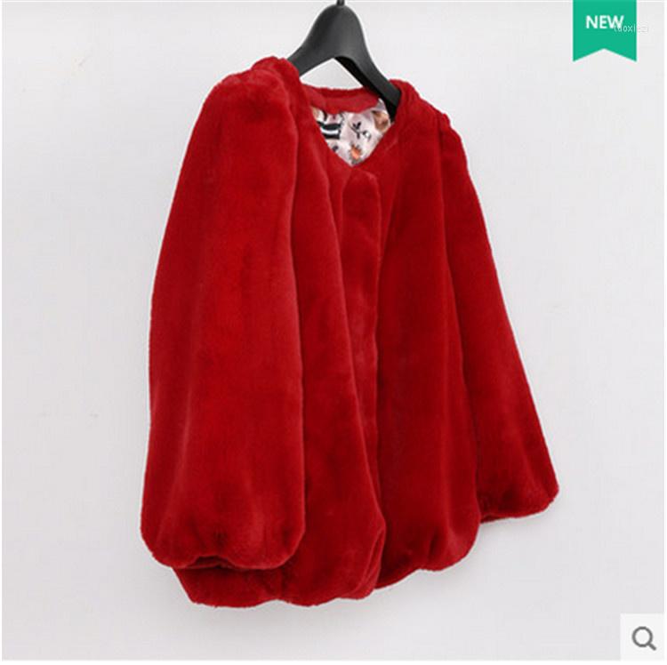 

Women' Fur Spring Women And Autumn Slim O-neck Coat N662, Red