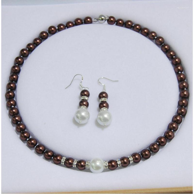 

Chains Fashion 8-12mm 8 Color South Sea Shell Pearl Necklace And Earrings Suite Class