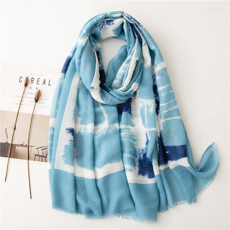 

Scarves Abstract Wind Hand-painted Geometry Spring And Autumn Summer Korean Cotton Linen Scarf Versatile Long Beach Sunscreen Shawl Beac