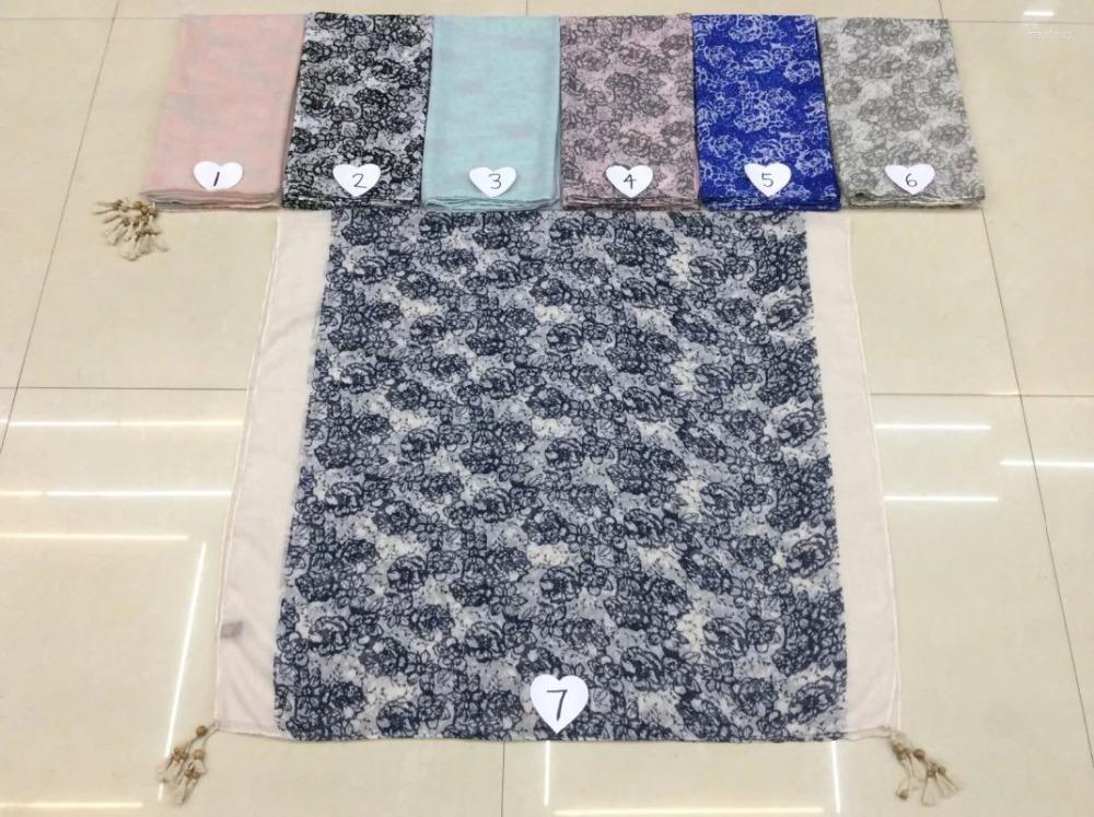

Scarves 2022 Cotton Flower Tassel Scarf Floral Long Shawl Hijab Tassels