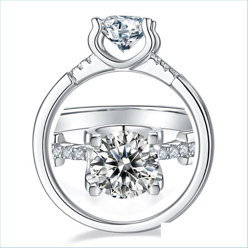 

Cluster Rings Cluster Rings Orsa Jewels Solitaire Round Cut Moissanite Sterling Sier Ring Fashion Side Stone Pave Wedding Party Chri Dhh4W