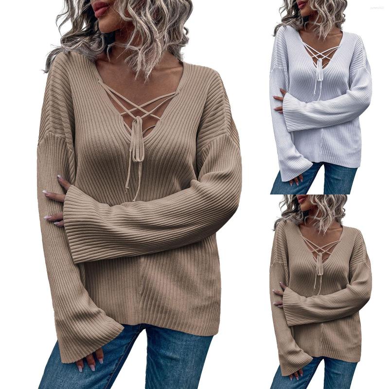 

Women' Sweaters Women' V Neck Tunic Tops Long Sleeve Casual Loose Fit Knit Pullover Sweater Women, White