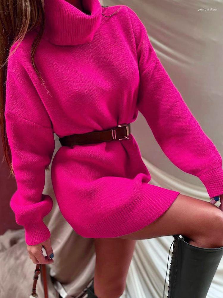 

Women' Sweaters Women Turtleneck Warm Midi Length Long Sleeve Elegant Office Lady Sweater 2022 Autumn Winter Casual Loose Pullovers, Blue
