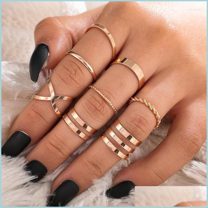 

Cluster Rings Cluster Rings Punk Gold Round Hollow Geometric Set For Women Girls Fashion Cross Twist Open Joint Ring 2022 Female Jew Dh3Hu