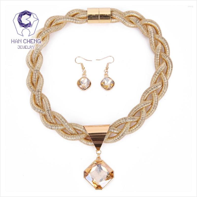 

Choker HanCheng Fashion Golden Rope Created Crystal Pendant Necklace Women Necklaces Statement Collar Jewelry Bijoux