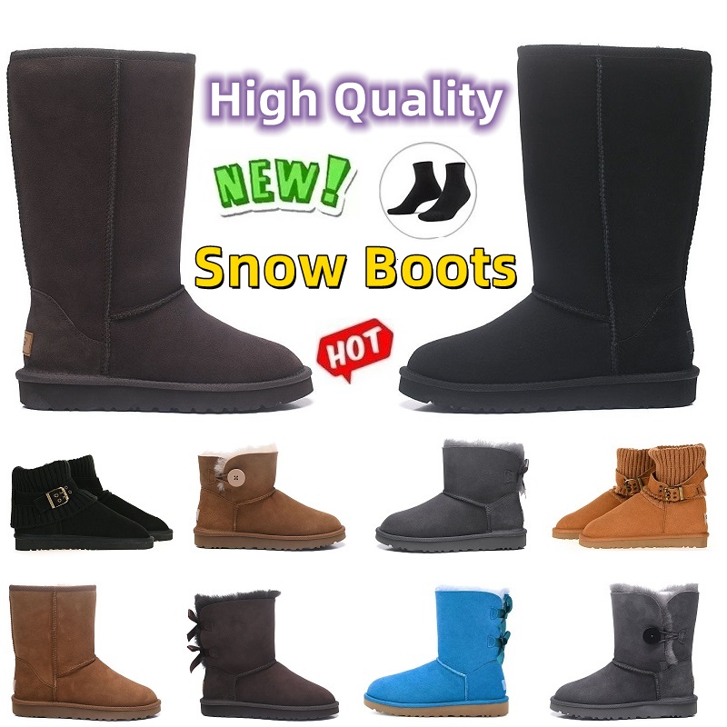 

Women Boots Designer Booties Classic Snow boot Chestnut Low Bow Black Grey Pink Navy Blue Ankle Short Winter booties size 36-41