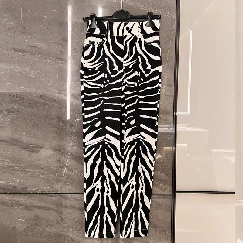 

Women's Pants High Quality Women's Cotton Skirt Black And White Zebra Print Slim Slacks Leisure Holiday Autumn Winter, Only pants