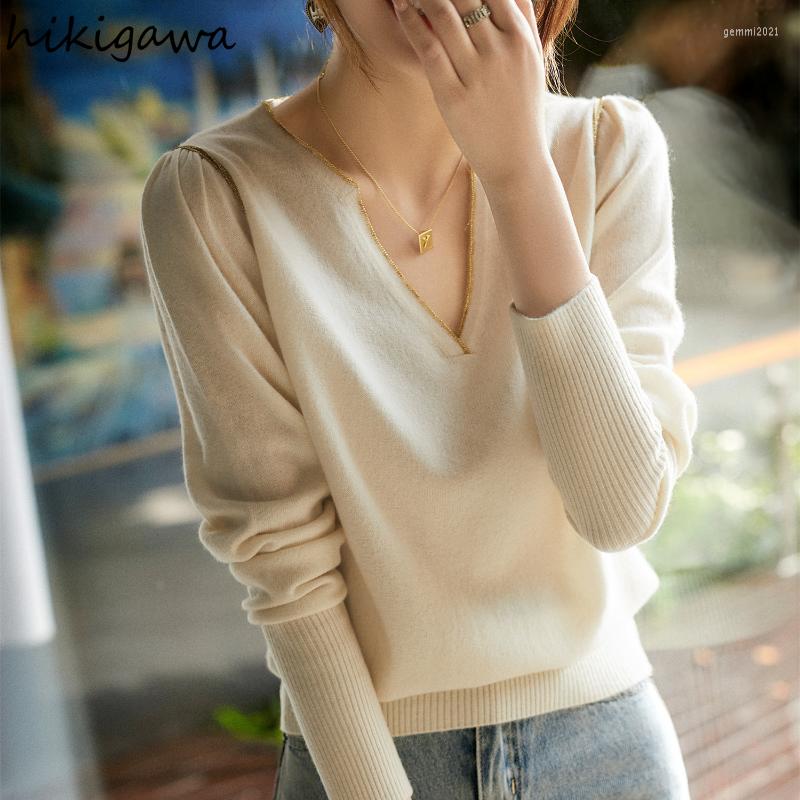 

Women's Sweaters 2022 Ropa Mujer Pullovers For Women V-neck Long Sleeve Tunic Jumper Pull Femme Vintage Knitted Sweater Tops Korean Sueter, Black