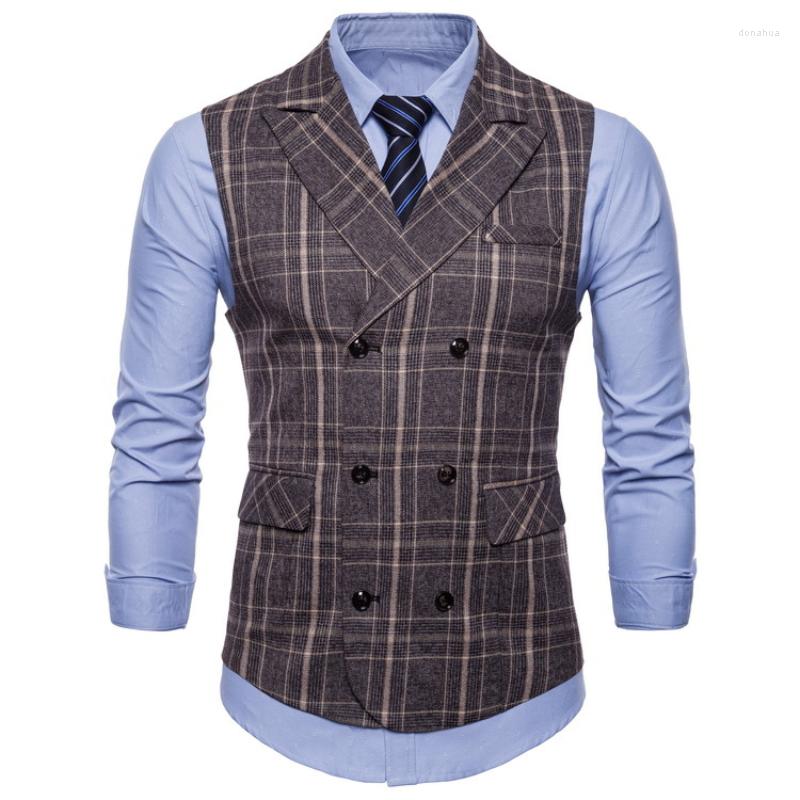 

Men's Vests Spring Autumn Men Plus Size Slim Buttons Lattice Business Formal Buckle Handsome Simple All-match Fashion Casual Blazer, Dark gray
