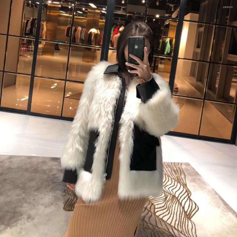

Women' Fur Autumn Winter Coat Female Jacket Women' Leather Korean Vintage Women Clothes 2022 White Faux ZT4482, Beige