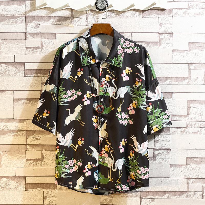 

Men's Casual Shirts Mens Loose Hawaii Beach Shirt Animal Print Men Retro Summer Blouse Male Korean Harujuku Camisa Hombre 2022, Color3