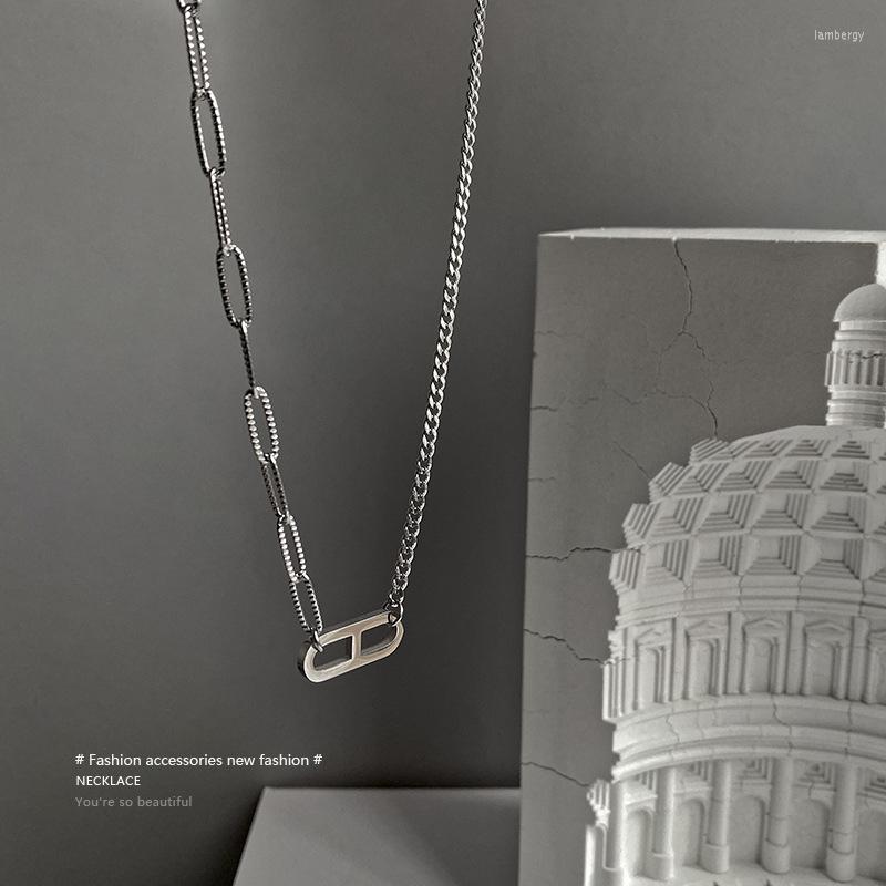 

Choker 2022 Vintage Punk Stainless Steel Paper Clip Asymmetry Metal Chains Letter 8 Pendant Necklaces For Woman Jewelry