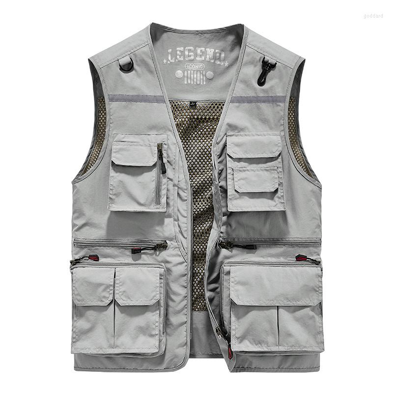 

Men's Vests Multi Pocket Tactical Vest Men's Custom Spring Outdoor Camping Fishing Bigsize Military Jackets Casual Sports Coats, Black