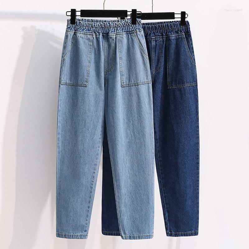 

Women's Jeans Women's 2022 Spring Basic Pockets All-match Blue Trousers S-5XL Plus Size Women Pants High Waist Loose Denim Female, Light blue