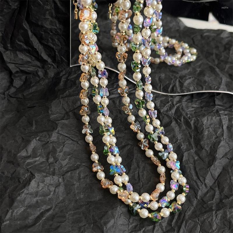 

Choker Trendy Colorful Butterfly Pearl Necklace For Women Elegant Jewelry Romantic Neck Chain Classic Jewellery