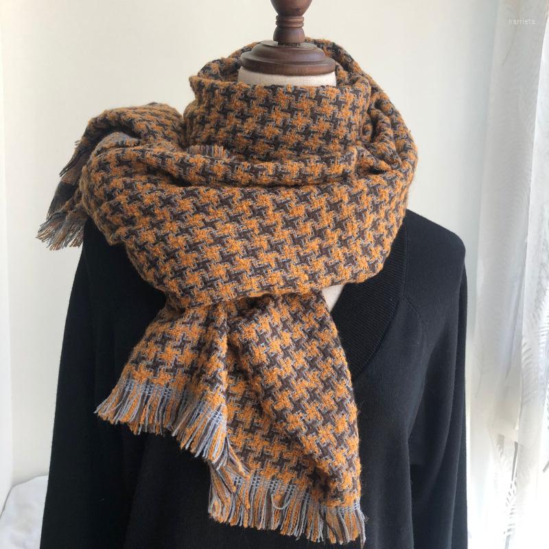 

Scarves 2022 High Quality Cashmere Scarf For Men And Women Double-sided Houndstooth Style Winter Unisex Long Shawl