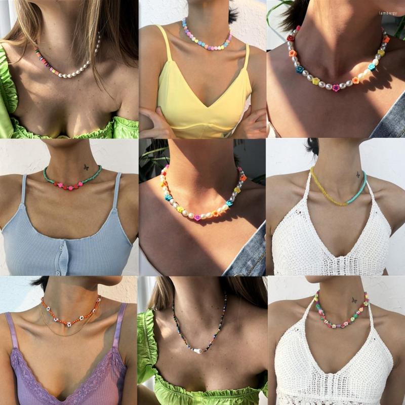 

Choker Fashion Vintage Handmade Colorful Beaded Necklaces For Women Trendy Boho Ethnic Personality Cute Simple Clavicle Chain Necklace