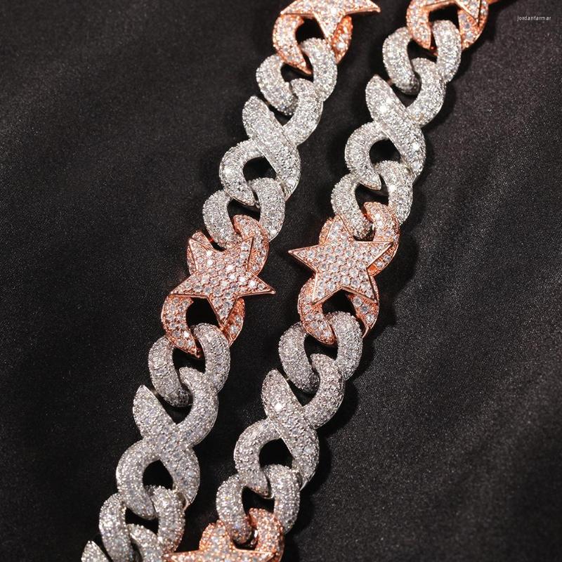 

Chains 16mm Star Zircon Bling Iced Out Brass Tennis Chain CZ Necklace Fashion Hip Hop Jewelry BN024