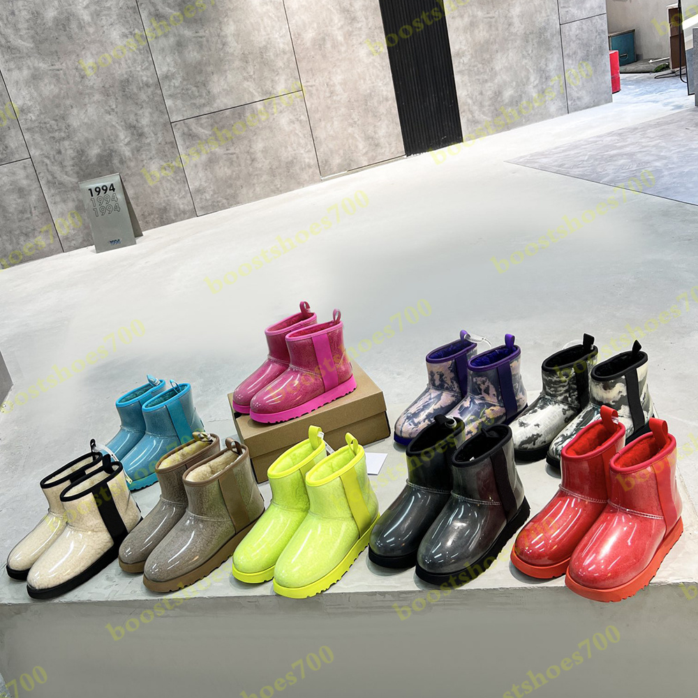 

Designer Plush F22 Classic Clear Mini Women Boots Australia Fashion Waterproof Snow Boot Platform Winter Warm Fur Wool Booties For Lady Kids, Box