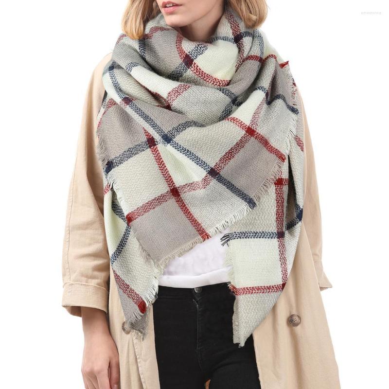 

Scarves Winter Scarf Women Plaid Blanket Thick Tartan Chunky Wrap Oversized Shawl Cape Female Shawls And 2022