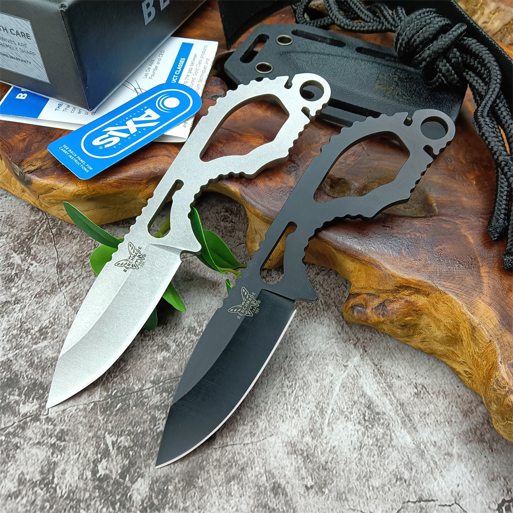 

Benchmade 101 Follow-Up Mini Fixed Blade Knives - 2.6" 440C Plain Blade and Skeletonized Handle Kydex Sheath - Tactical Everyday carry Neck Knife Hunting Camping Survival