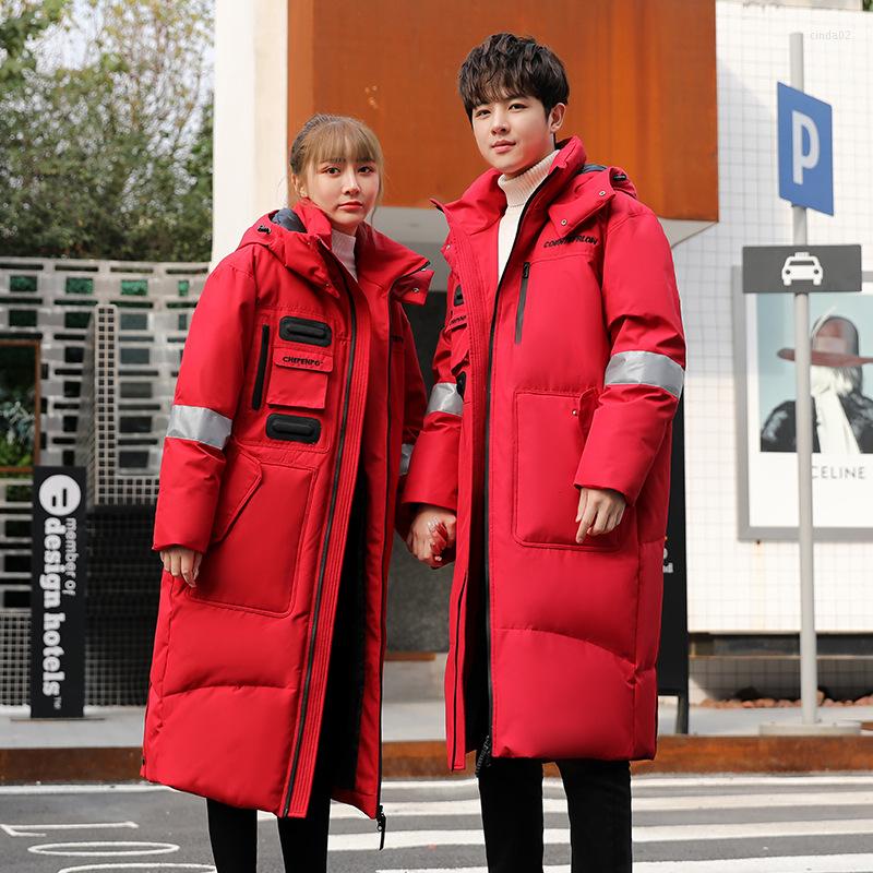 

Men' Down Long Parkas Winter Men Women Duck Jackets Hooded Fashion Thicken Warm Overcoats Loose Coats, 097 black