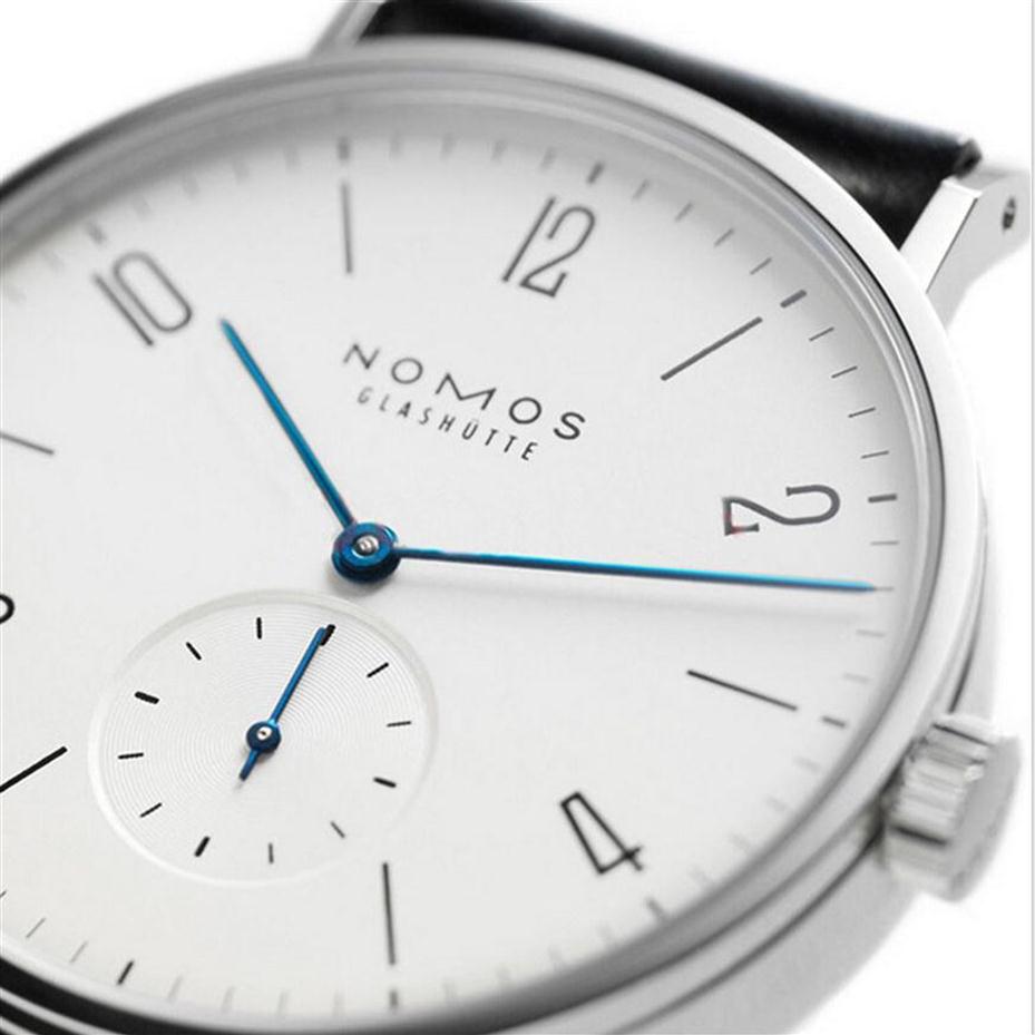 

Top New NOMOS 8mm Dial Luxury Mens Watches Independent Seconds Steel Case Leather Watch Quality Wristwatches241g300e, Black