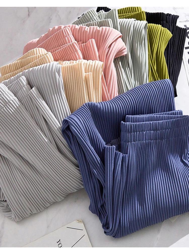 

Women's Pants Soft Comfort Ice Silk Summer Wide Leg High Waist Fashion Loose Long Pleated Pant Trousers, Gray 86-89cm