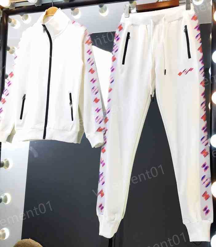 

Womens Two Piece Pants Solid Color Stand-up Collar Logo-print Jacket Top With Stylish Designer Pants 2 Piece Sets Luxury Designer Tracksuits