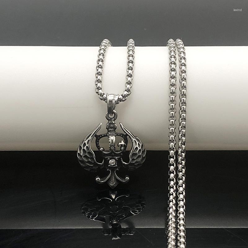 

Pendant Necklaces Gothic Punk Stainless Steel Necklace For Men Women Crown Necklaces&Pendants Silver Color Chocker On Neck Boy Girl