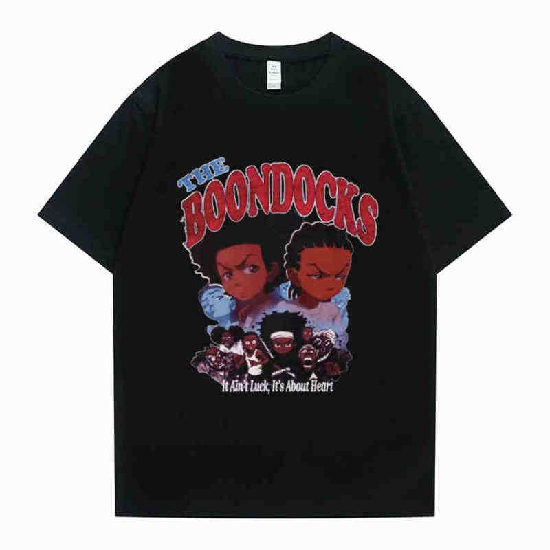 

New The Boondocks Huey Riley T-shirt Men Women Casual Fashion Tshirt Funny Cotton Tee Short Hip Hop T Shirt, Green