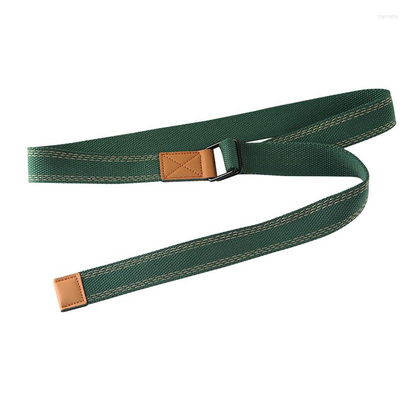 

Belts Trend Unisex Canvas Belt Alloy Double Ring Buckle Men Casual Simple Youth And Women Sport Jeans, Black