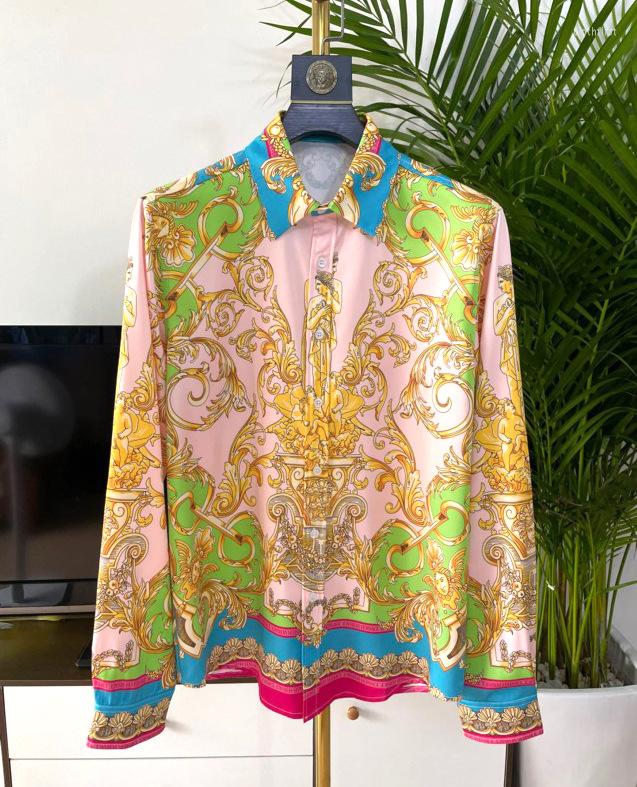 

Men' Casual Shirts Luxury Royal Shirt Men Slim Fit Full Mens Social Paisley Floral Print Manga Longa Prom Party Camisas Hombre, Mixed