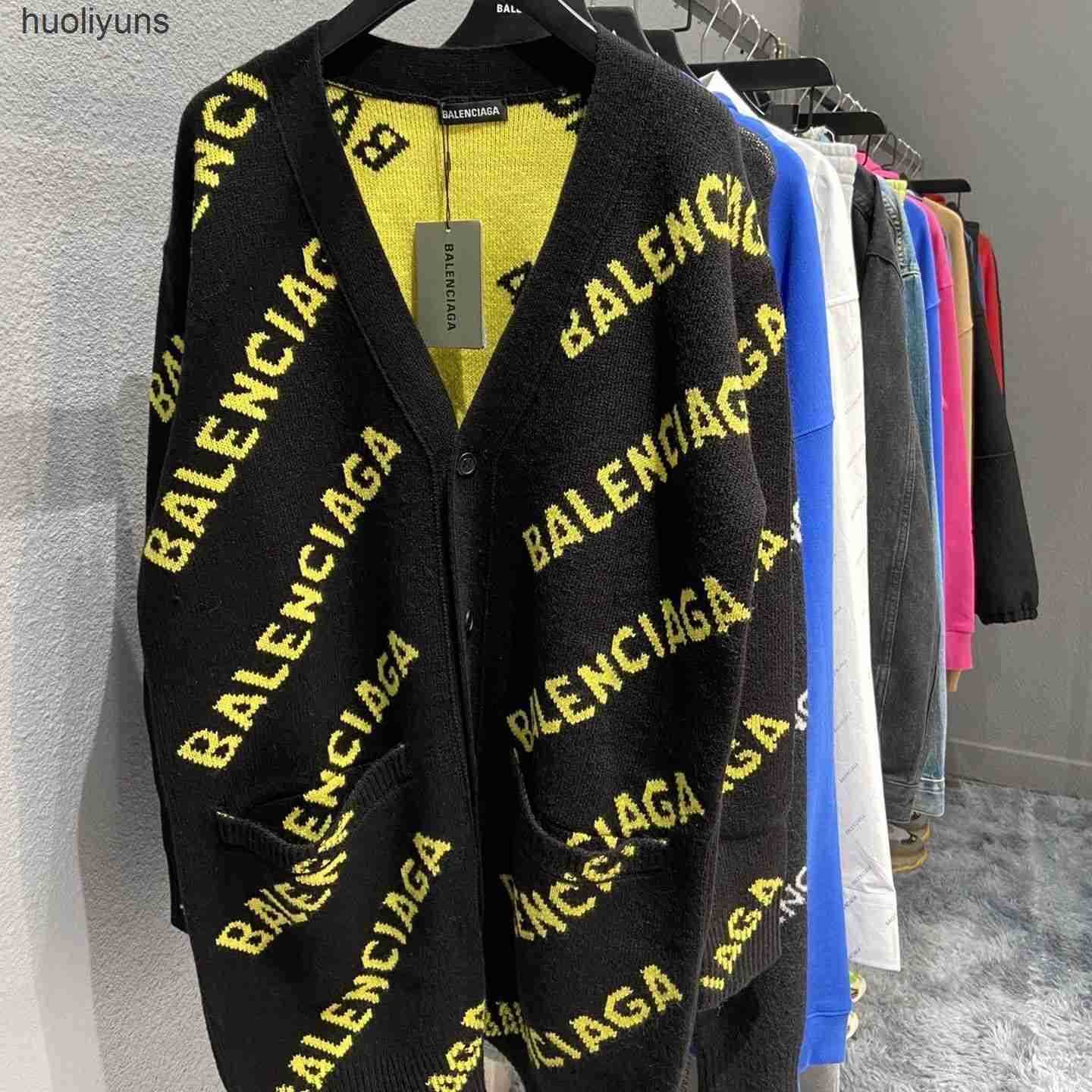 

Neck Balencigas 2023 Sweater Original Parisian Family Elastic Mousse Oblique Letter Round Designer Loose Sweaters Version Cardigan Knitted for Men Women Aaas, Cardigan dark grey