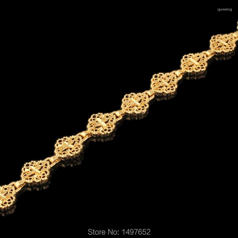 

Link Bracelets Cross Bracelet For Women Men12mm Gold Filled Plated Exquisite Pattern Bracelets/Bangles Kenya/Middle East Desigh