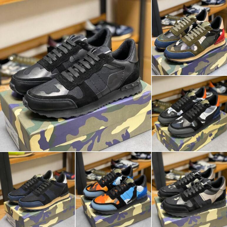 

Camouflage Sneaker Womens Mens Rivet Shoes Studded Flats Mesh Camo Suede Leather Casual Trainers Rockrunner Chaussures ship within 24 hrs, Color 14