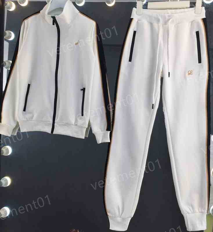 

Womens Two Piece Pants White Stand-up Collar Zip Cardigan Baseball Uniform With Fashion Brand Sweatpants 2 Piece Sets Luxury Designer Tracksuits, 18