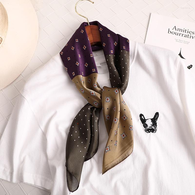 

Scarves 2022 Squares Print Silk Scarf Women 70 70cm Fashion Small Head Shawl Bag Spring Decorative