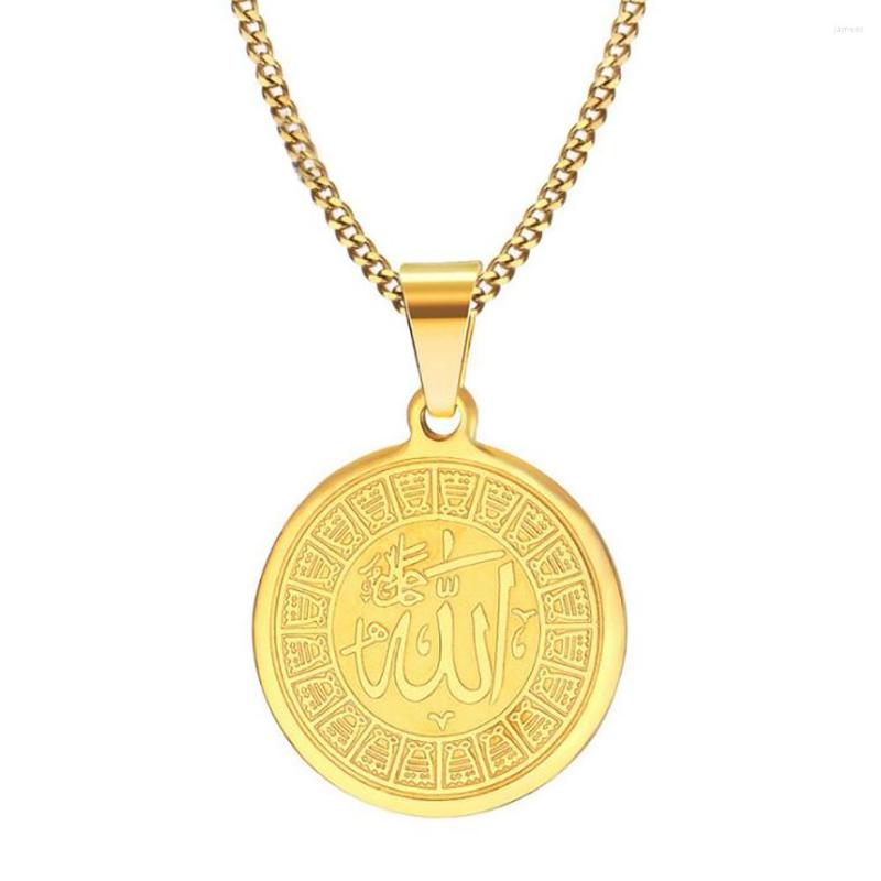 

Chains Stainless Steel Gold 29MM The Truth Of Islam Pendant Necklace Men Women Fashion Disc Round Tag Necklaces Gift For Him