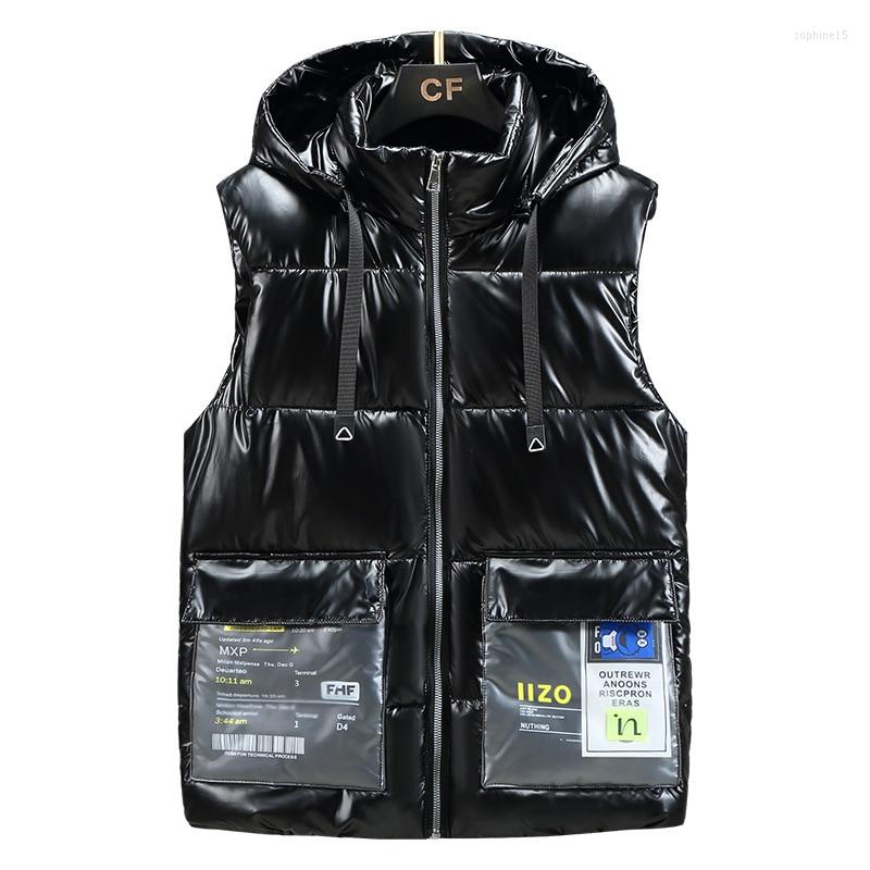 

Men's Vests Slim Men's Autumn And Winter Warm Down Cotton Vest Large Shoulder Thickened Double Coat Men, White
